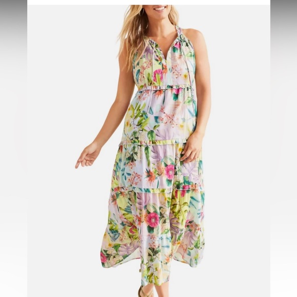 Tribal Dresses & Skirts - Tribal femme Tiered Floral Dress In Sea Salt. Brand new, women’s size P/S